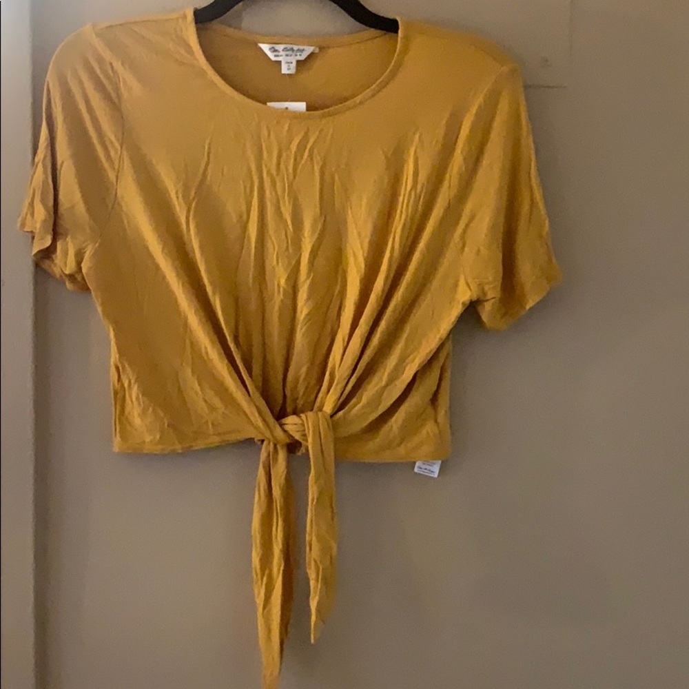 Mustard colored crop top